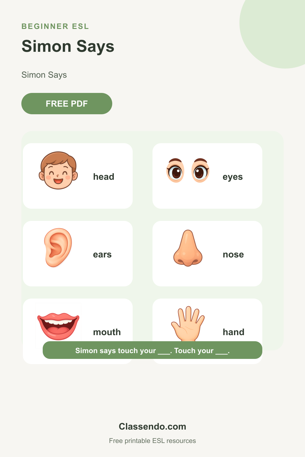 Body Parts Vocabulary activity preview